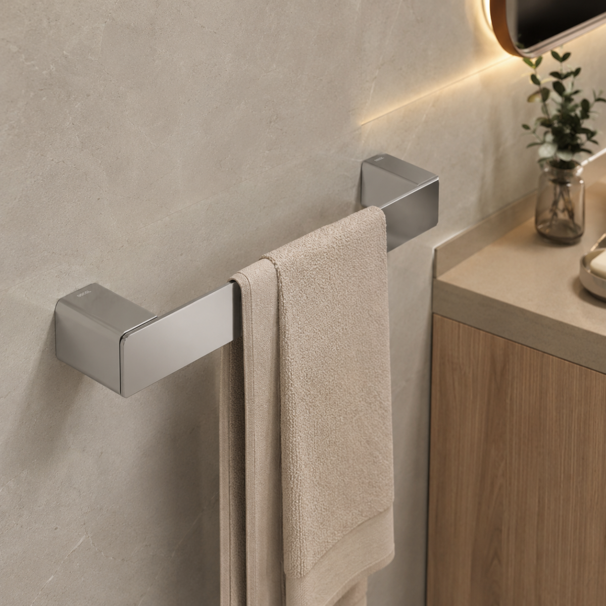 02 porta toalhas de rosto 300mm docol flat cromado docol