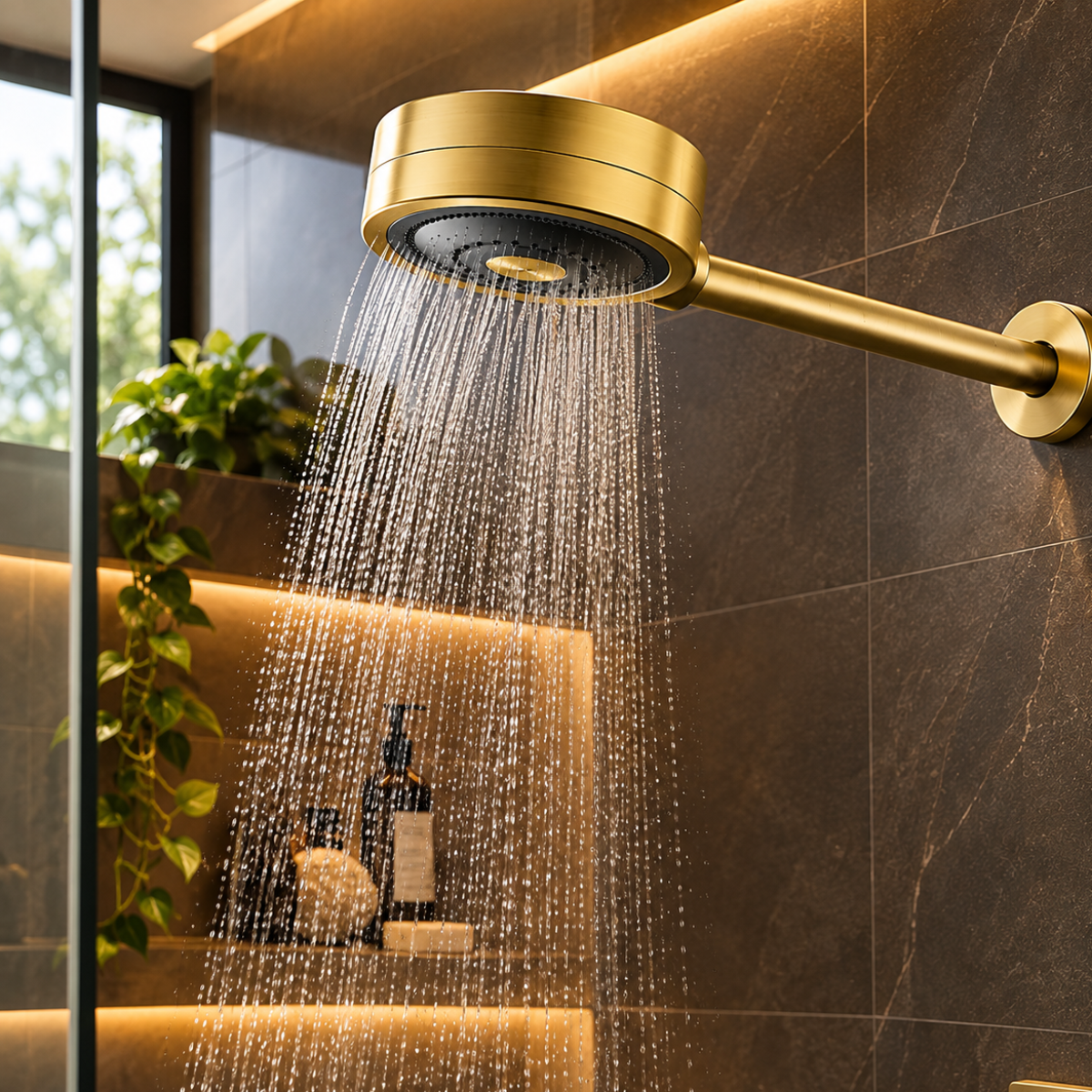 03 chuveiro novo technoshower ouro escovado docol