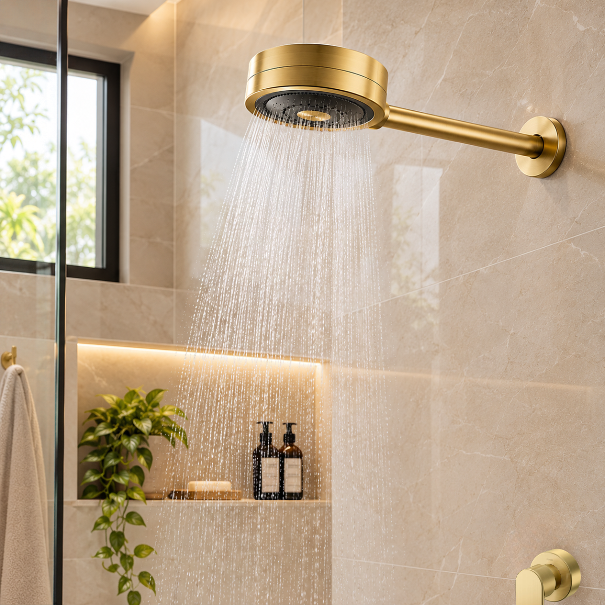 04 chuveiro novo technoshower ouro escovado docol